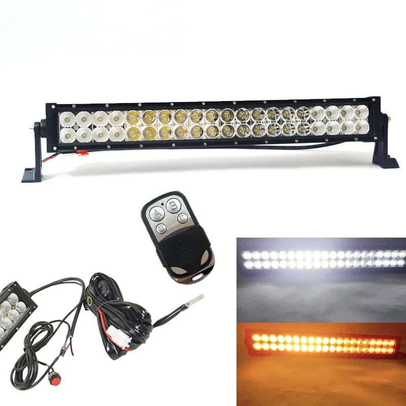 Dual Color Straight  LED Light Bar Amber White Lightbar for Car