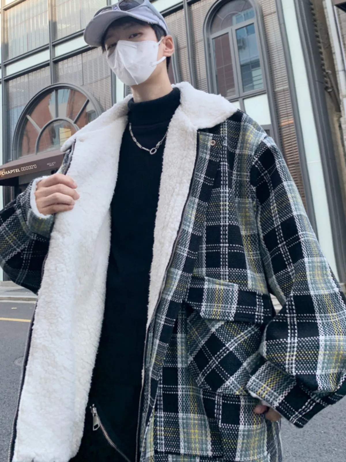 

Мужская утепленная хлопковая куртка свободного кроя на флисовой подкладке, зимняя теплая молодежная повседневная клетчатая верхняя одежда Cleanfit на молнии