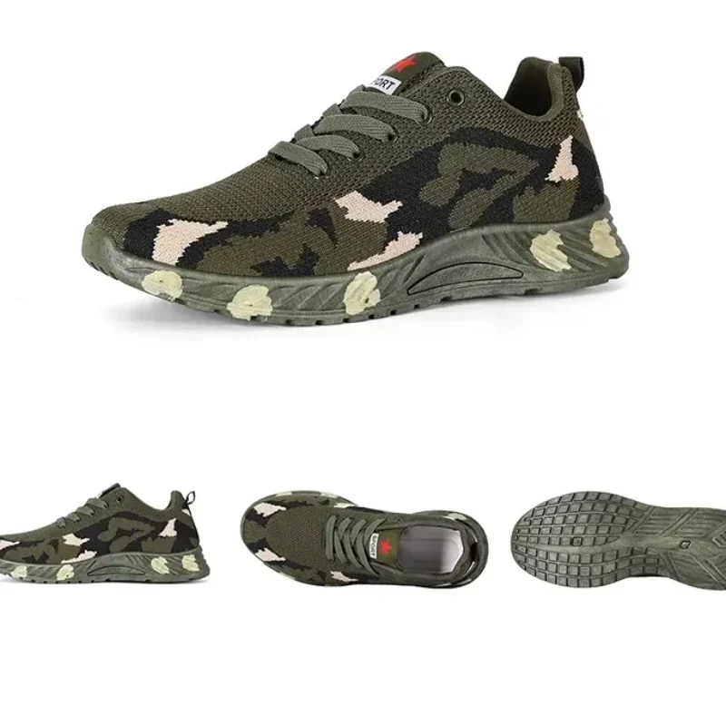 Men Breathable Camouflage Sports Shoes Thick Bottom Casual Round Toe Trainers Lace Up Comfortable Lightweight Non-slip Sneakers