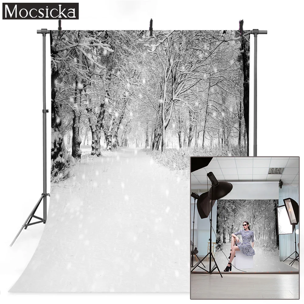 

Snow Forest Nature Scenery Photography Backdrop for Winter Merry Christmas Adult Kids Birthday Art Photo Background Studio Props