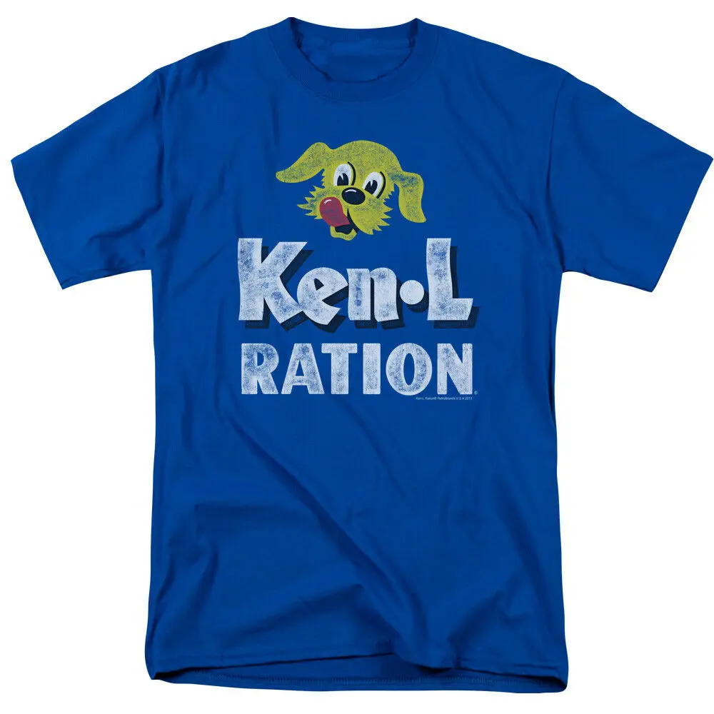 Ken L Ration Distressed Logo T Shirt Mens Licensed Dog Food Treats Royal Blue