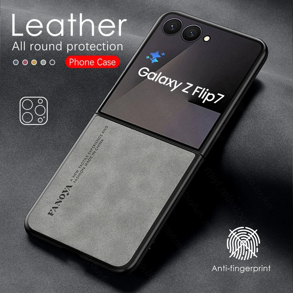 

Роскошный деловой кожаный чехол для телефона из овчины для Samsung Galaxy Z Flip 7, 6, 5, 4, 3, 5G, Тонкая противоударная защитная задняя крышка с рамкой из ТПУ