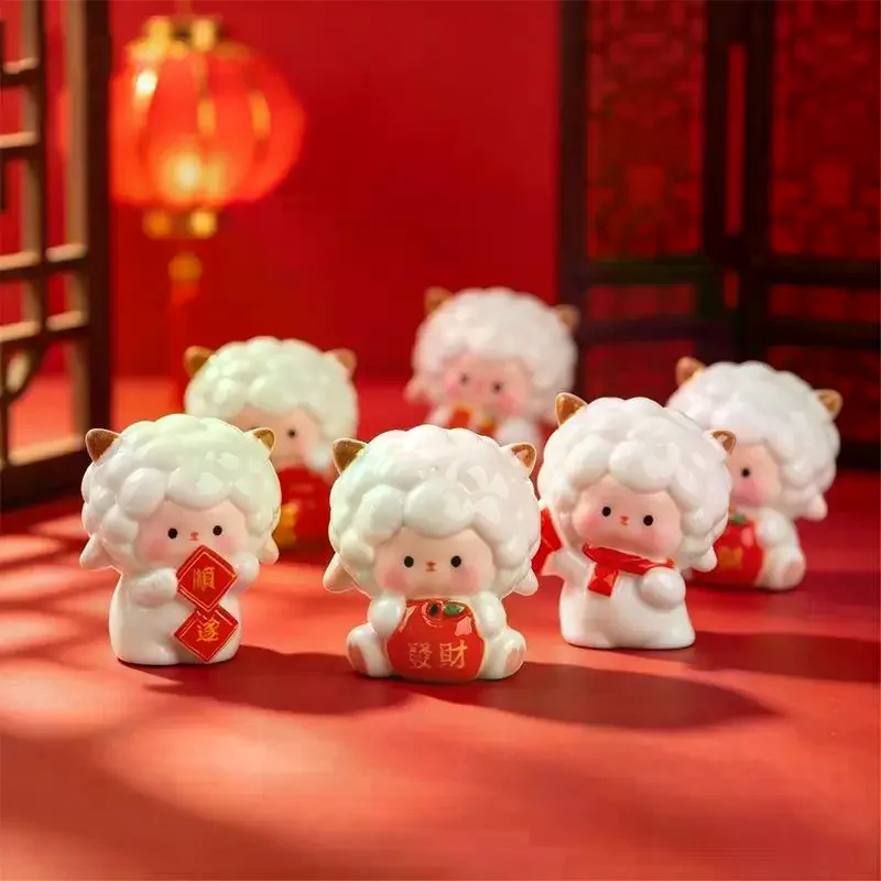 1/6Pcs Year Of The Sheep Resin Ornament Spring Festival Mascot Miniature Chinese New Year 2027 Statue For Home Desktop Supply