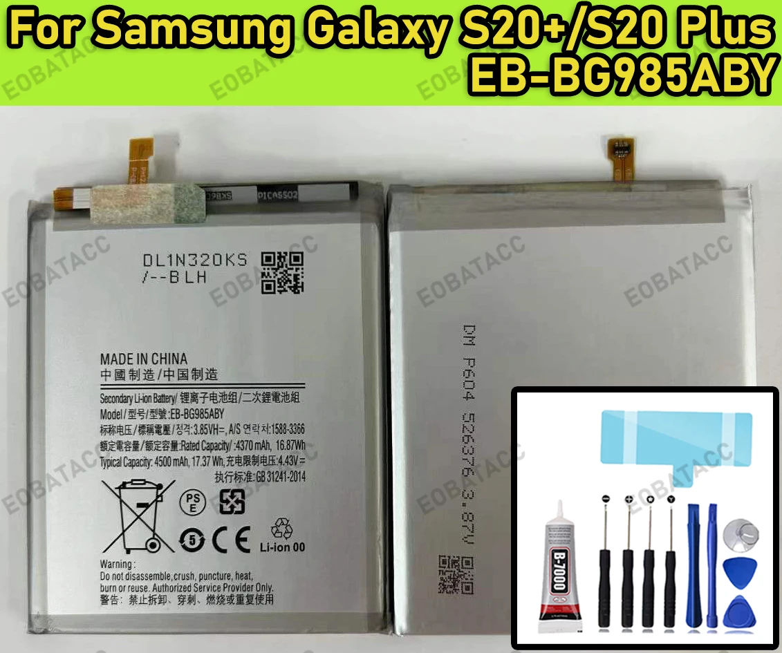 

100% New Zero Cycle EB-BG985ABY Battery For Samsung Galaxy S20+/S20 Plus/SM-G985/SM-G985F Replacement Batteria+Free Tools