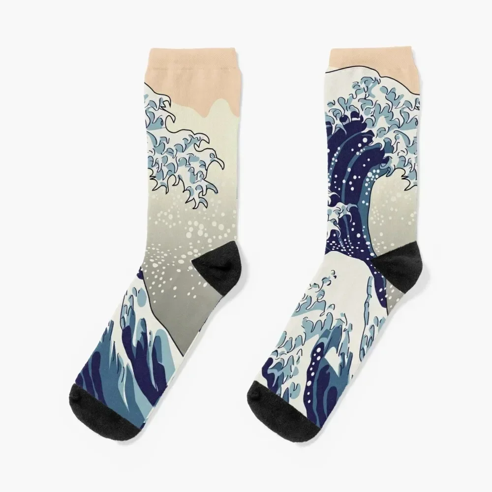 the Great Wave digital copy Socks Thermal man winter Antiskid soccer professional running Socks Girl Men's