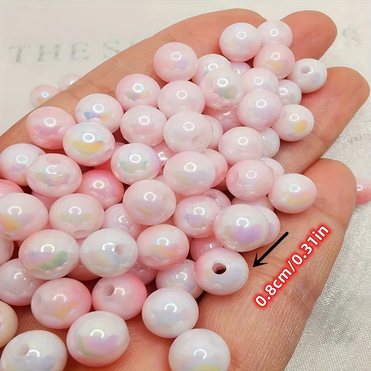 8mm 198pcs Pink Cute And Beautiful Dual AB Color, Acrylic Beads, Suitable for DIY Making Couple Bracelets, Additions
