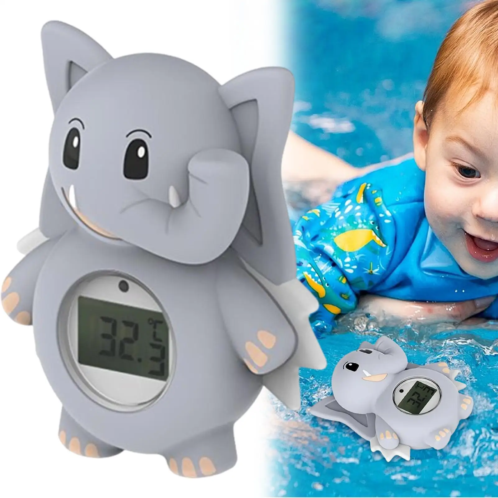 Temperatura dell'acqua per bambini per vasca Indicatore digitale della temperatura dell'acqua per elefante Indicatore di temperatura del bagno accurato per vasca da bagno per piscina Vasca da bagno per bambini