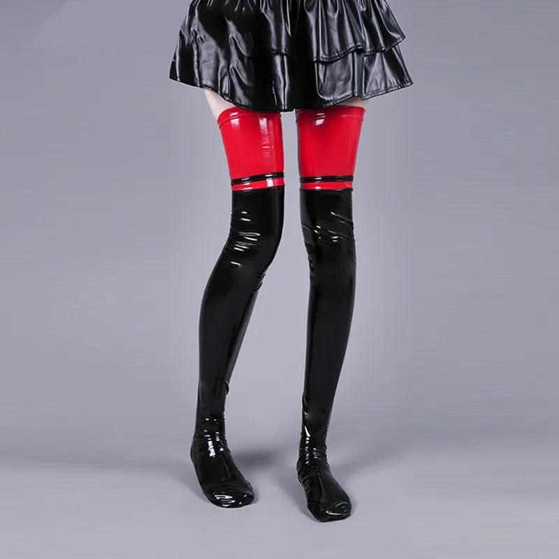 Frauen Leder glänzend über Knies trümpfe Anime niedlichen Katze Pfote hohe Oberschenkel Hold-Ups Socken Cosplay Zubehör Halloween Rollenspiel Mädchen