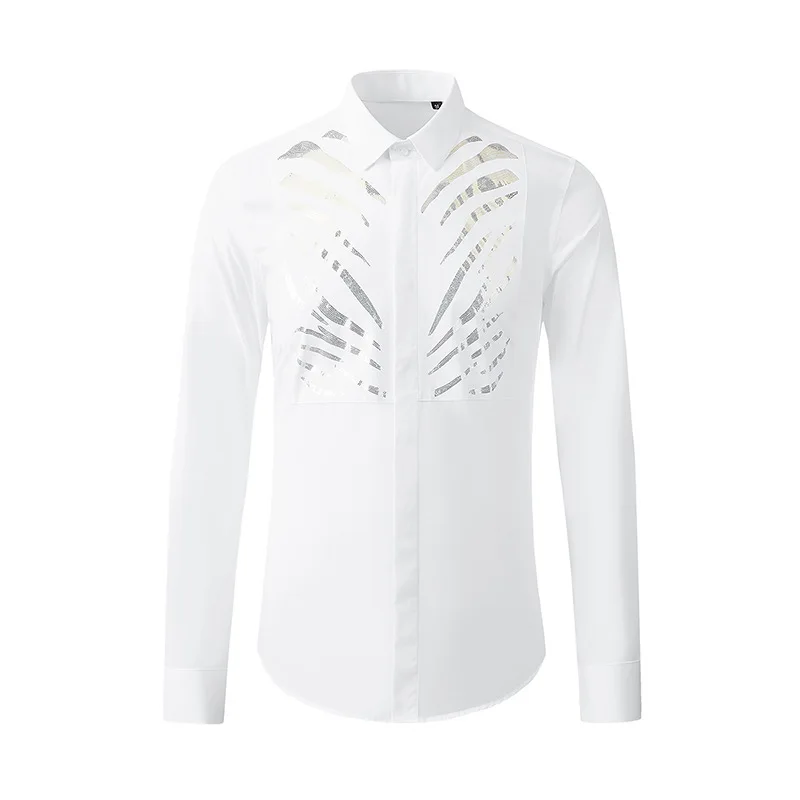 Trend Sequin Casual Shirts Men Long Sleeve Social Party Men Clothing Luxury Banquet Tuxedo Stage Singer Business Dress Shirt