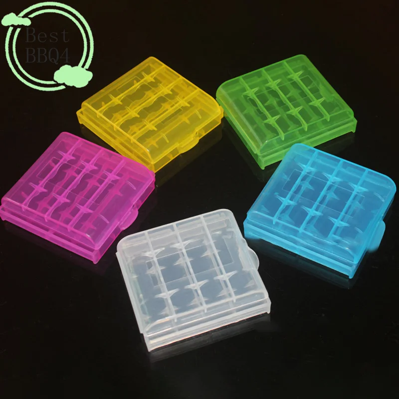 (BBQ4)Multicolour PP Plastic Battery Holder Case  Hard Plastic Storage Box Cover For 14500 Battery Organizer Container 5 Colo