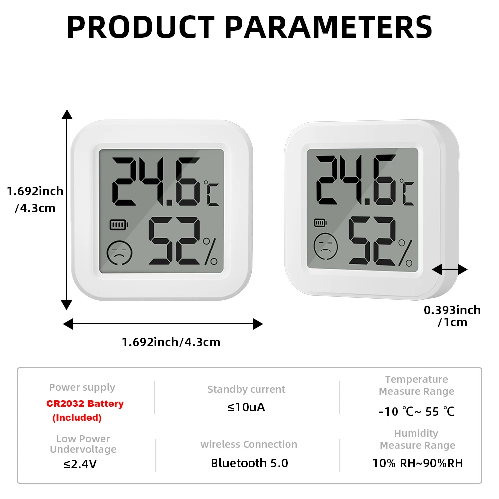 Bluetooth Temperature Humidity Sensor Mini LCD Screen Smart Tuya APP Remote Voice Control Google Thermometer Hygrometer