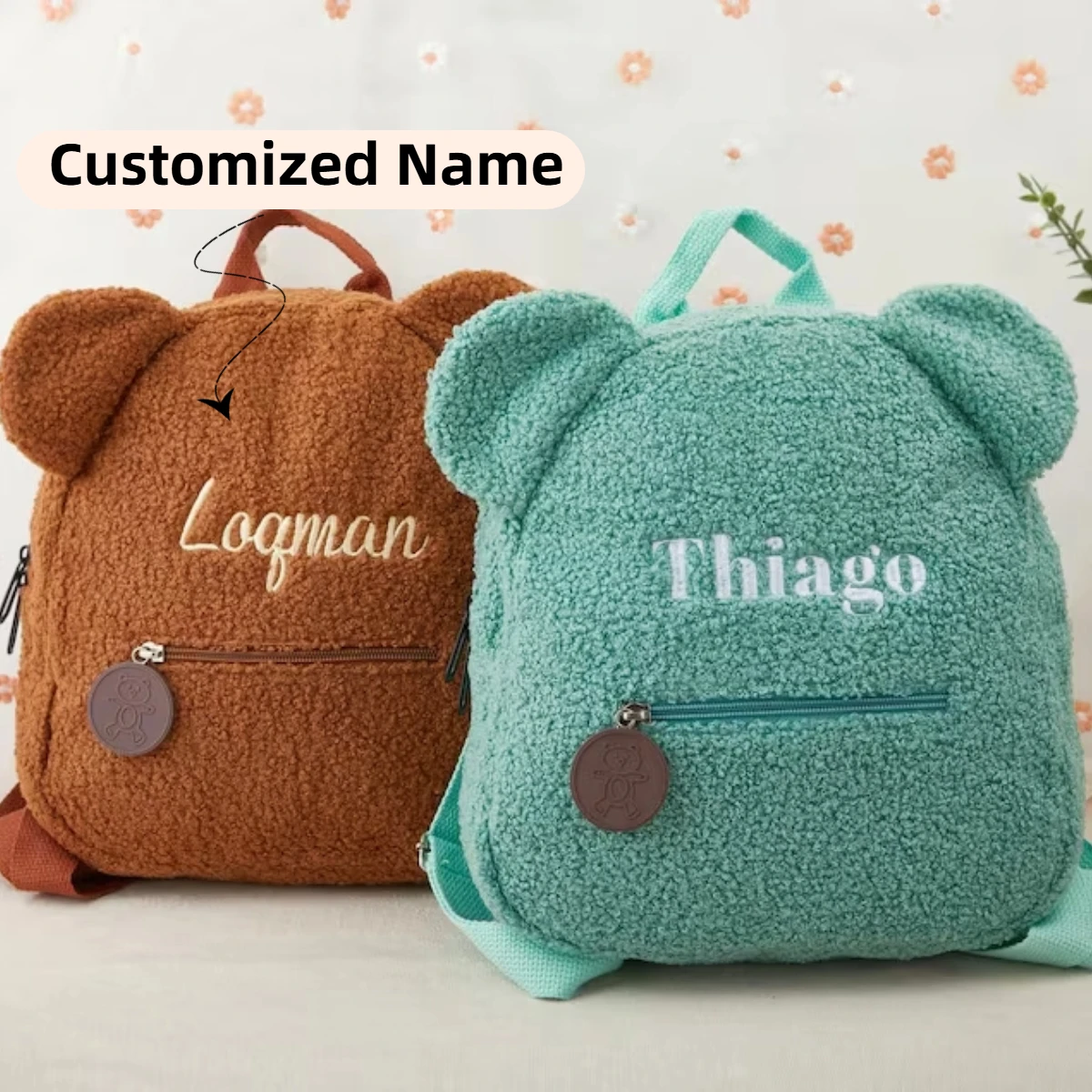 

Personalized Custom name Embroidered Newborn letter Nursery Baby Bear backpack Bag Gifts Boy Girl children school go out