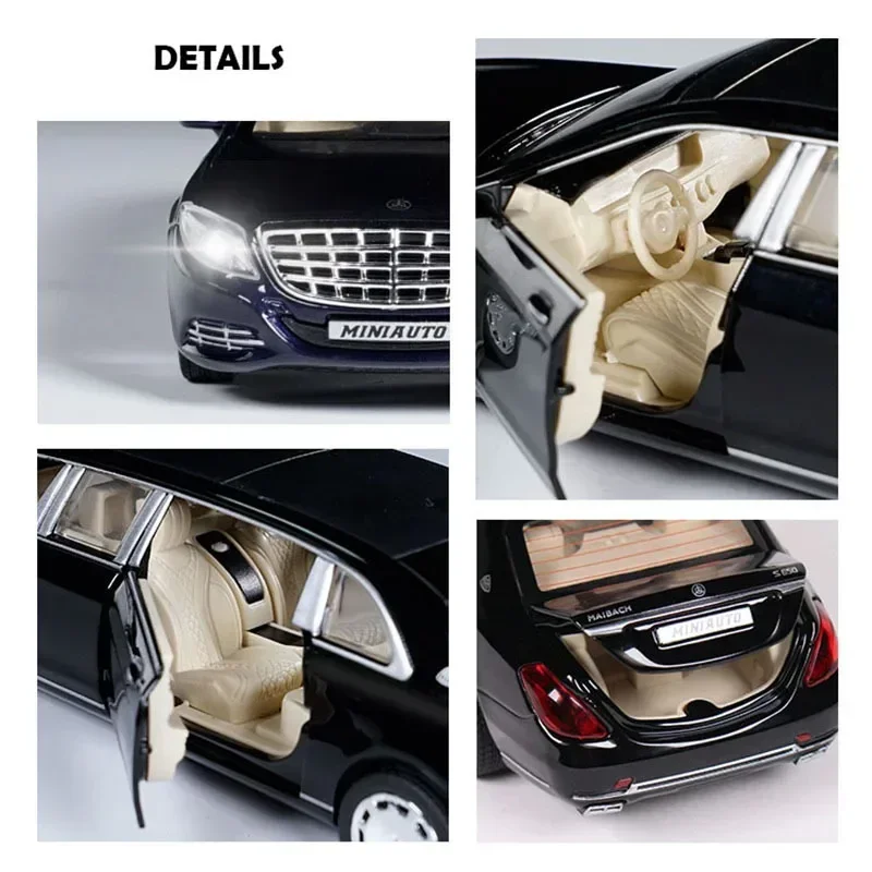 1:32 Mercedes Benz Maybach S650 Extended version Diecast Metal Alloy Model car Sound Light Collection Kids Toy Gifts A85