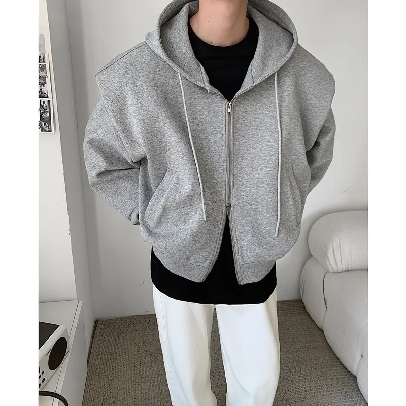 

Spring Faion Korean Sle Oversized Double Layer oulder Pad Open Cardigan Men's Jaet Casual Haome Sweatirt Trendy