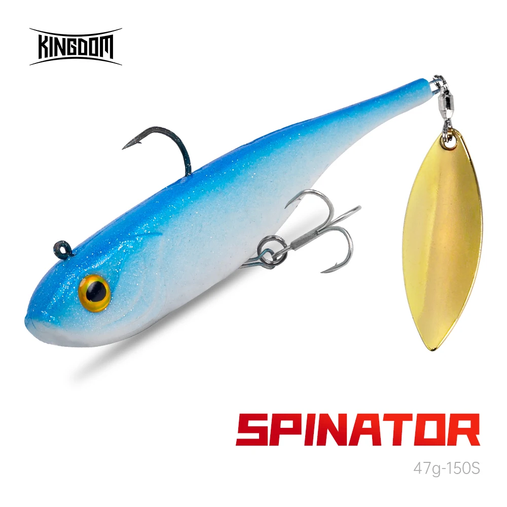 Kingdom 150mm 47g Soft Bait With Spoon&Plastic Tail Sinking Wobbler Artificial Trout Fishing Lures PVC Soft Lure Fishing Tackle