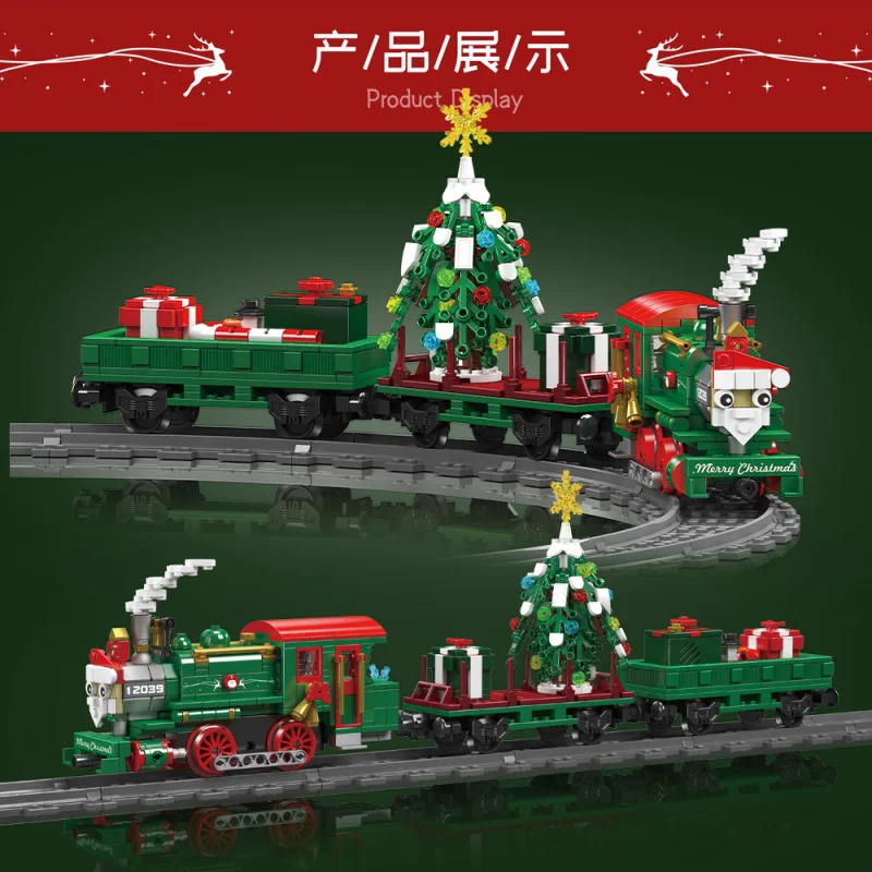 Per i regali 12039 Treno di Natale tecnico Building Block Il telecomando Vacanze invernali Modello di assemblaggio Giocattoli per regali per bambini