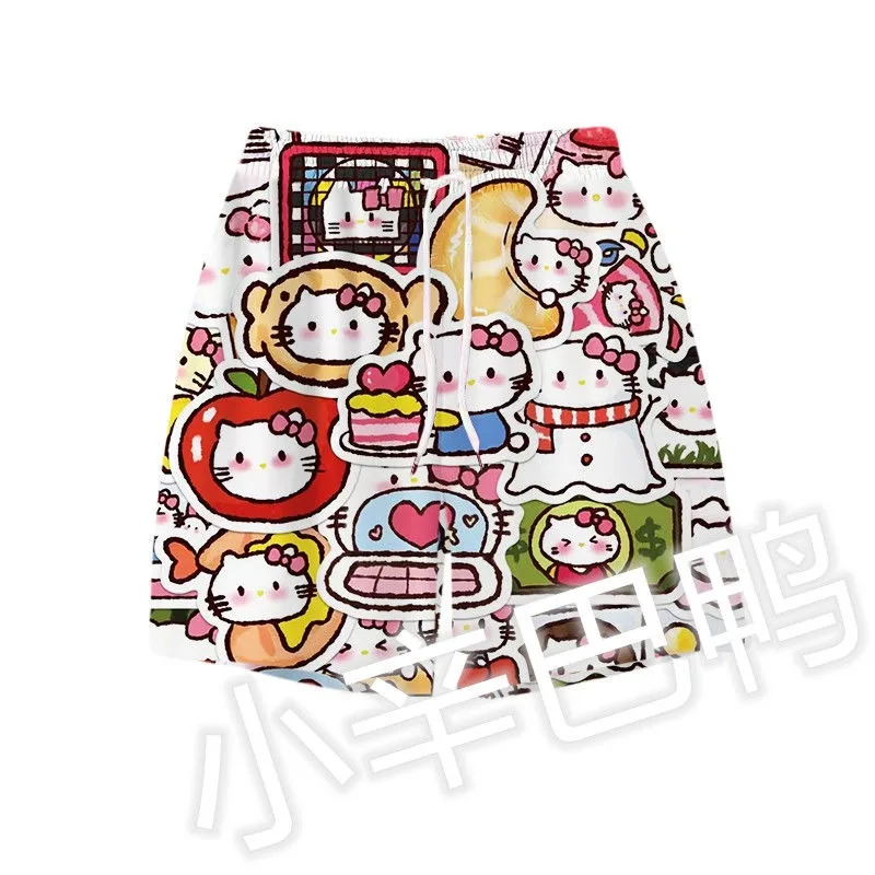 

Summer Printed Hello Kitty Anime Kawaii Sanrio Shorts Pants Cute Cartoon Casual Wear Loose Beach Pants Clothes Gifts for Kids