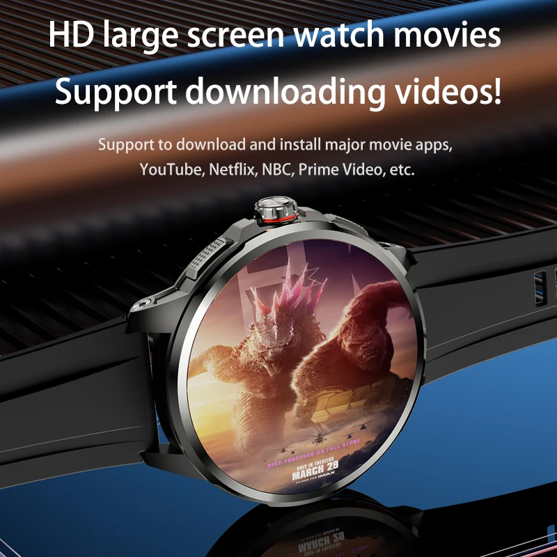 H99 Smartwatch 1,95-inch AMOLED-scherm 180 °   Roterende camera 4G SIM Ondersteuning GPS/WiFi voor heren