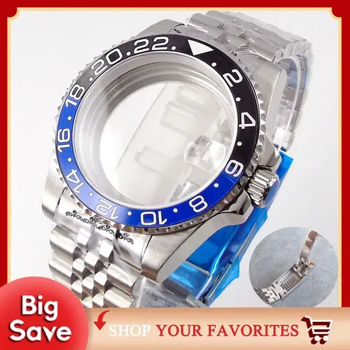 Caja de buceo de 20ATM, 40mm, compatible con NH35 NH36 NH34 GMT ETA 2824 PT5000, caja de reloj de acero, pulsera de Jubileo, hebilla deslizante de cristal de zafiro