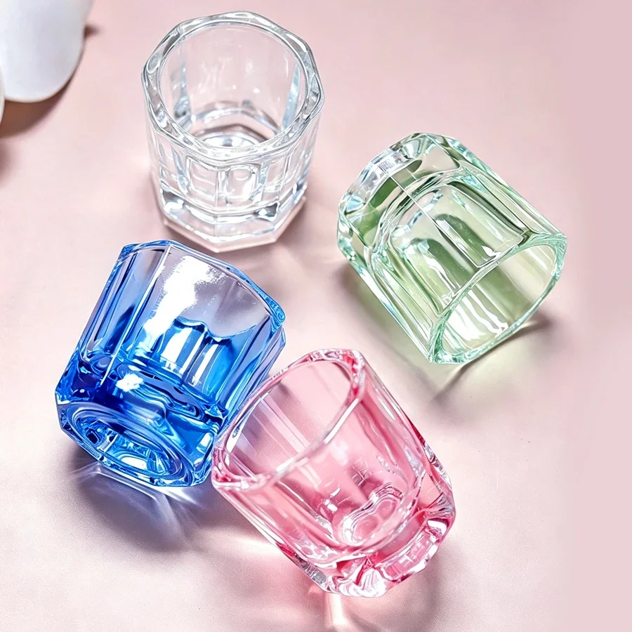 Clear Crystal Glass Dappen Dish, Acrylic Powder Liquid Monomer Holder, Nail Brush Washing Bowl Cup, Manicure Tools