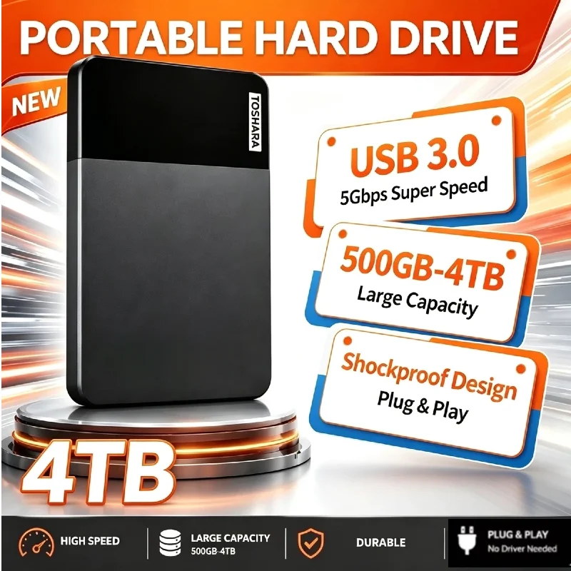 USB3.0 Original Portable Encrypted External Hard Drive 500GB-4TB Large Capacity Disk for Office File Backup Desktop Laptop PC