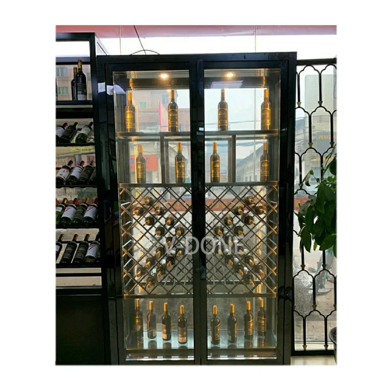 

Customize.Iron Wine Cabinet Stainless Steel Solid Wood Wine bar Cabinet Household Wine Cabinet