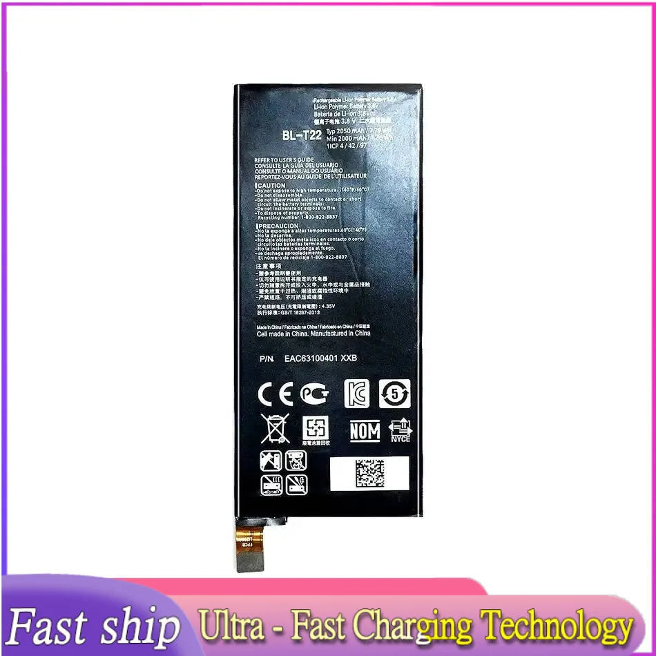 

Прочный аккумулятор для мобильного телефона BL-T22 для LG Zero H650 H650E H740 F620 F620L LS675 F620S H650K, экологически чистый, 2050 мАч
