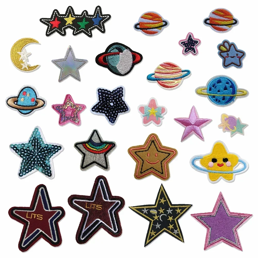 Single sale 1 pcs Star embroidery hot melt adhesive ironing clothing patch can be sewn decorative clothing patch