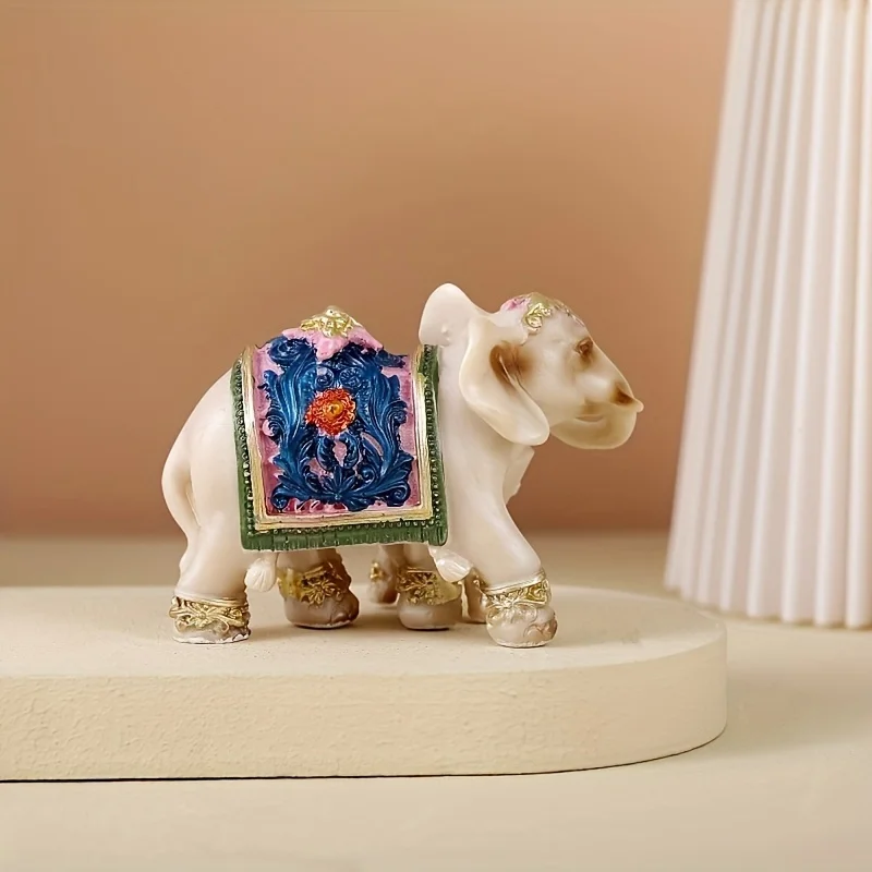 White Ivory Feng Shui Elephant Resin Statue Mother and Baby Elephant Statue Suitable for Home Office Decorations and Gifts