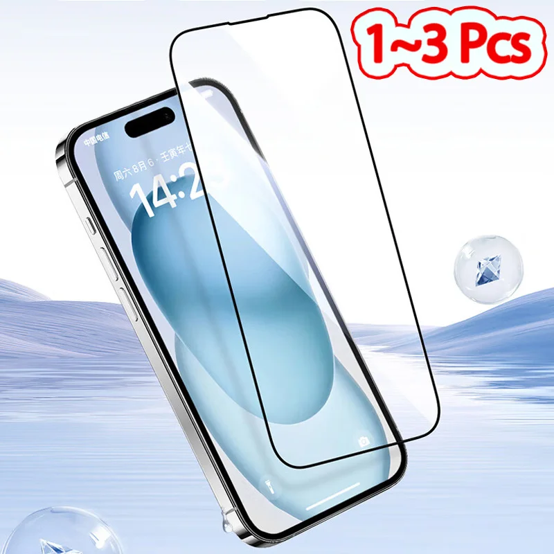 1~3 Pcs, Protective Glass for iPhone 15 Pro Max Screen Protector iPhone15 15Plus Apple 15Pro Tempered Glass Film iPhone 15 Plus