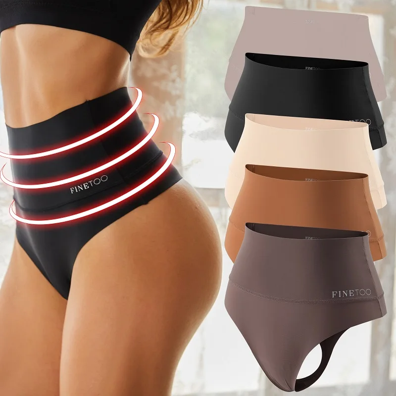 3PCS/Set Seamless High Waist Women Thongs G-String Hip Lift Body Elastic Shapin… - Image 4