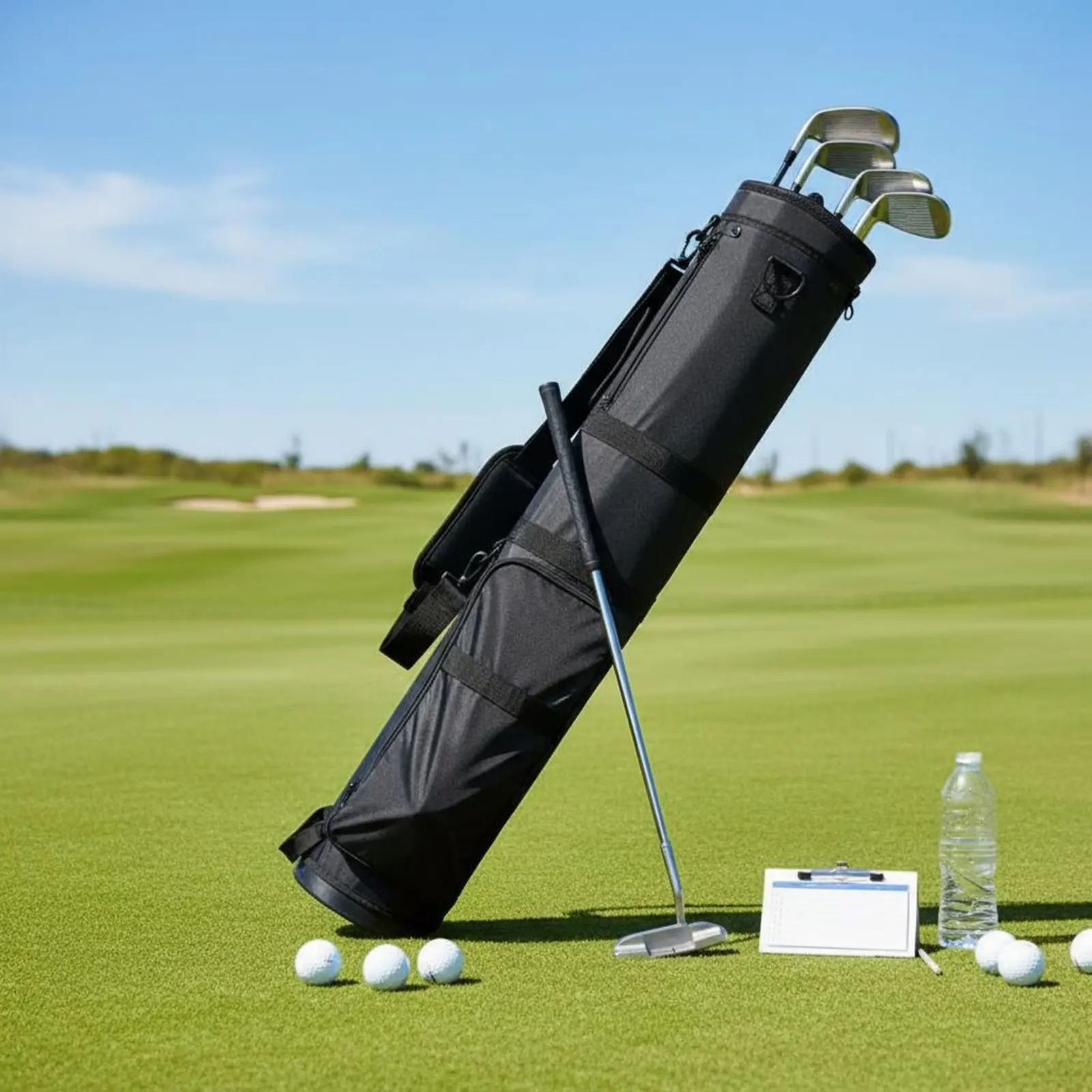Foldable Sport Bag Holds 3-5 Clubs Foldable Sport Practice Bag Lightweight Club Carrier Accessory Pockets Tee Holder