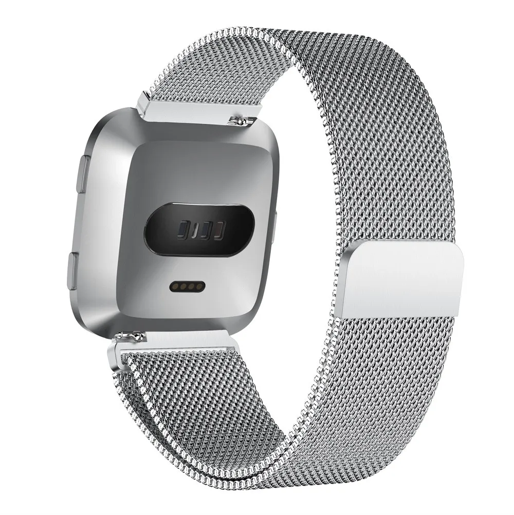 Substituição Metal Strap para Fitbit Versa, Quick Replease Pins, Pulso Milanese Loop, Pulseira de Aço Inoxidável, Fit Bit Watchband, 1/2 Banda