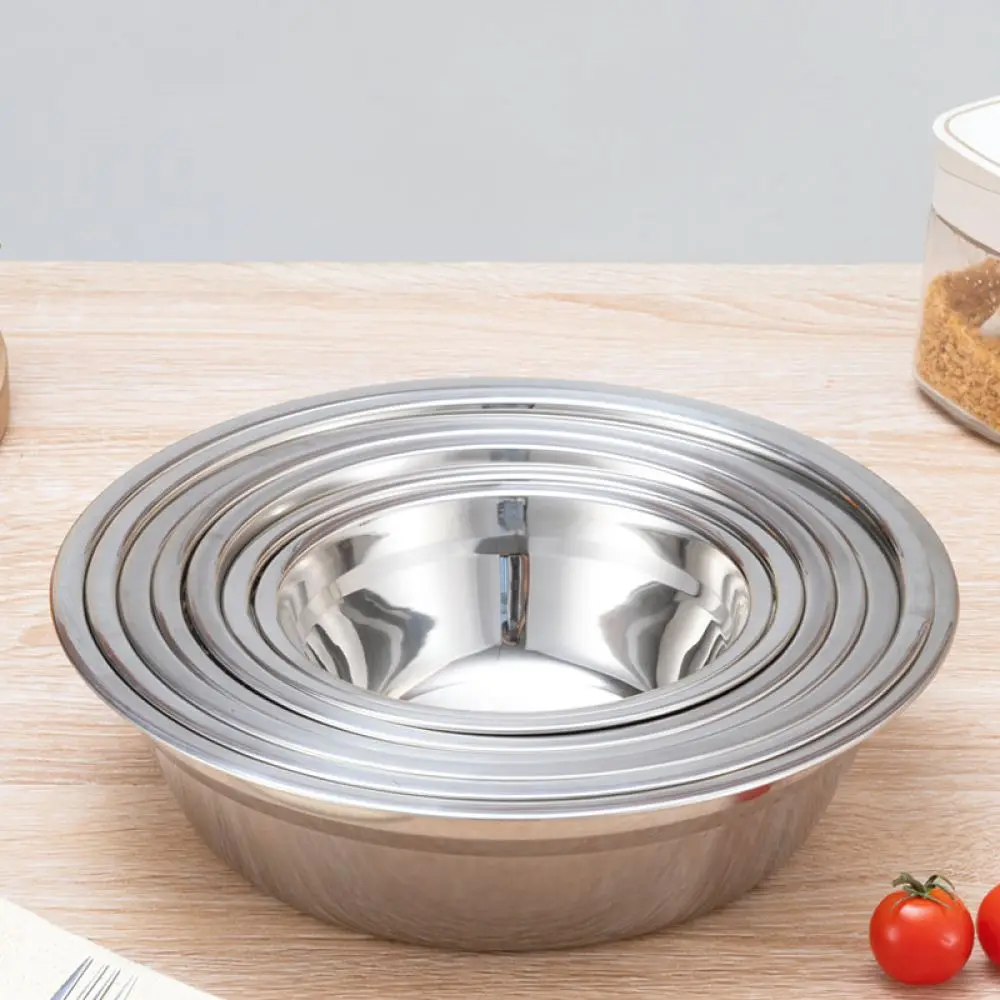 Bassin de mélange rond en acier inoxydable pour bol de cuisine Yabei, plat de service facile à nettoyer pour riz, soupe, récipient alimentaire