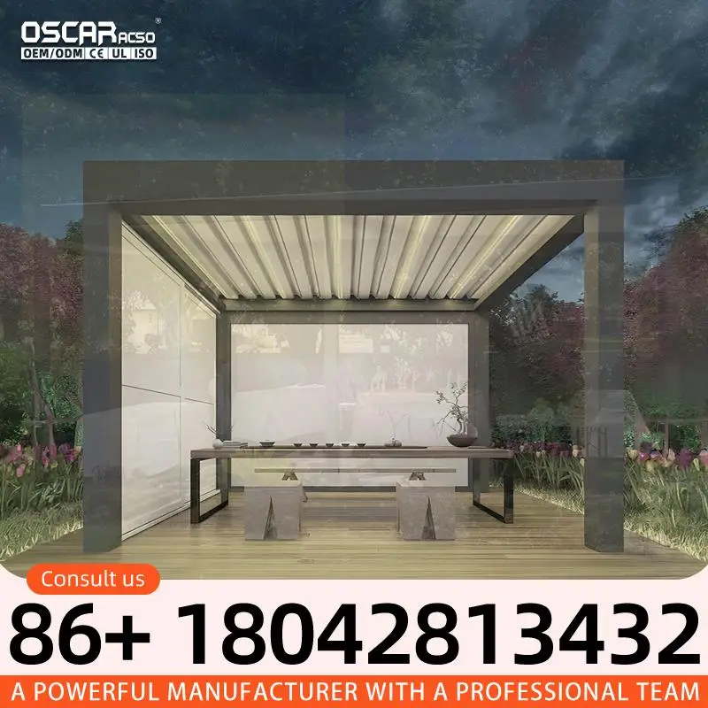 Customized Retractable Outdoor Aluminum Pergola with Zip Screen and Opening Roof for Gardens Patios Backyards pergola