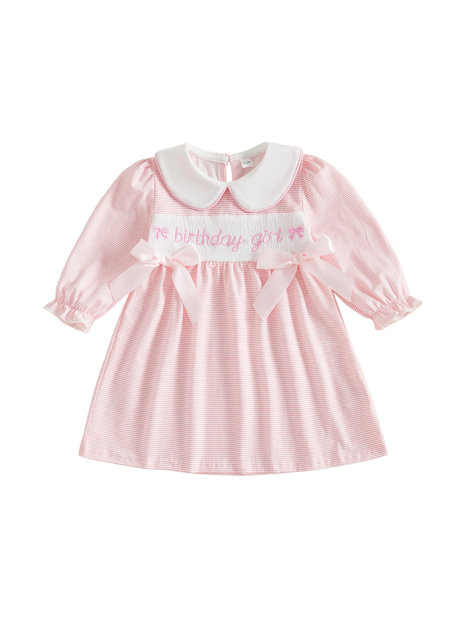 Stripe Doll Collar Birthday Dress Adorable Girl Birthday Dress Toddler Dress Adorable Short Sleeve High Quality