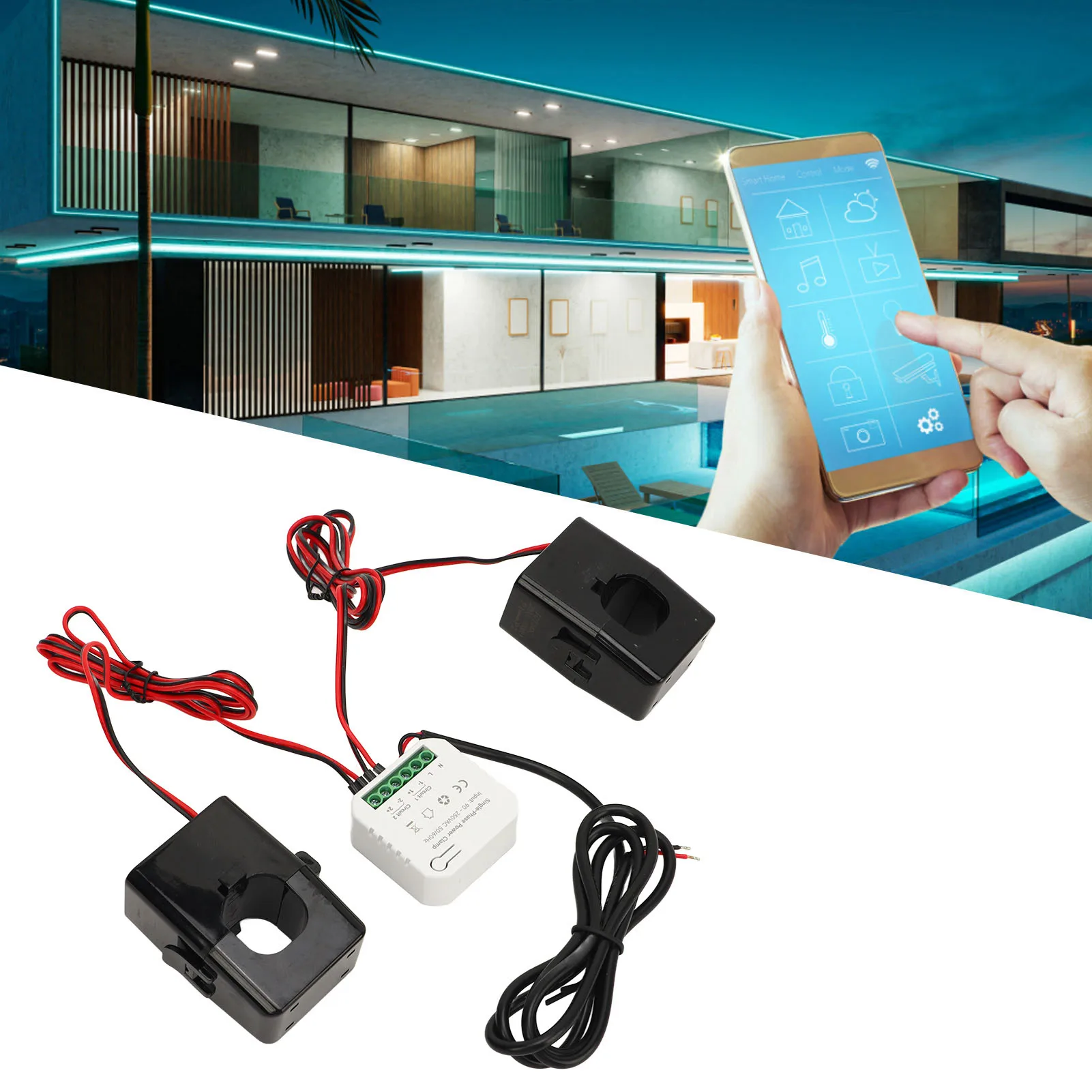 Smart Electricity Monitor Single Phase Energy Meter Mobile APP Control 35MM DIN Rail Mount 90‑250VAC for Solar PV System