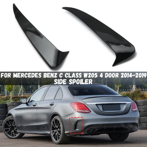 메르세데스 벤츠 C 클래스 W205 4 문짝 C43 C63 AMG 2014 2015 2016 2017 2018 2019 리어 범퍼 스포일러 사이드 카나드 스플리터