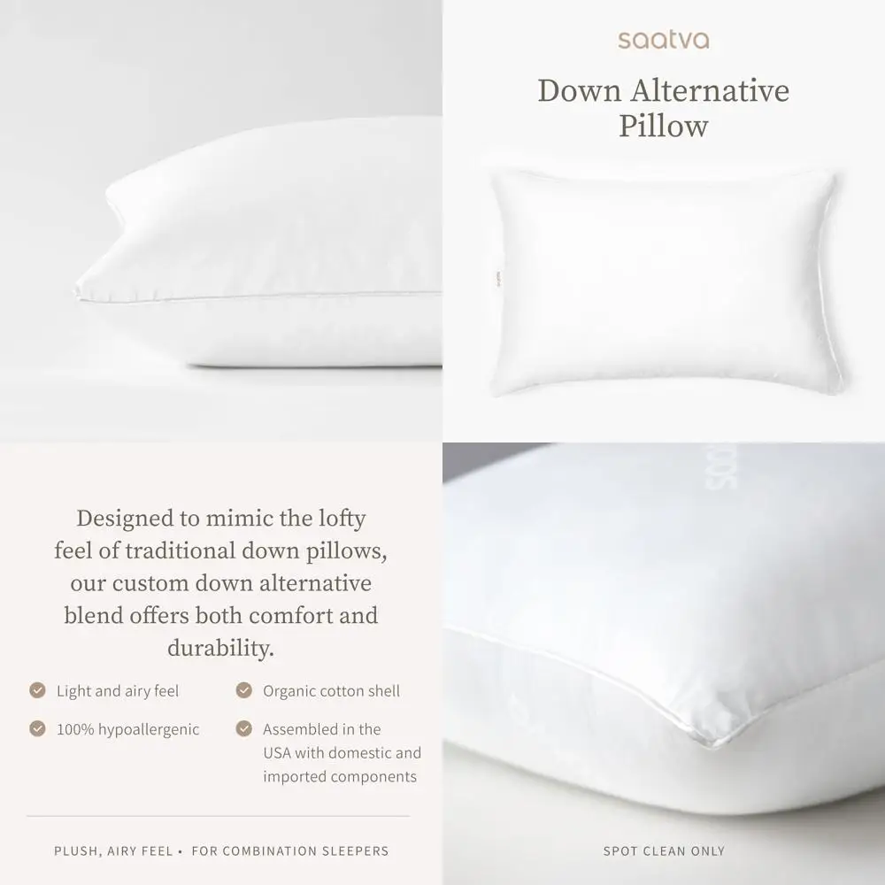 

Hypoallergenic Pillow with Plush and Airy Comfort - Breathable Organic Cotton Cover - Lofty Microden Fill
