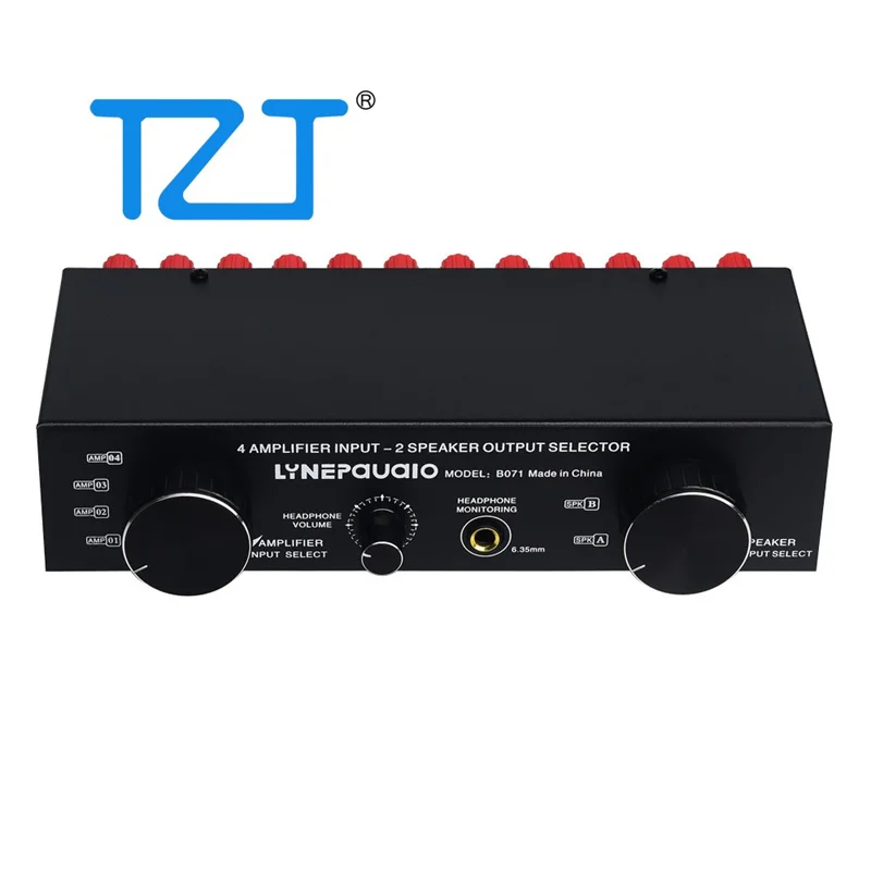 TZT LINEPAUDIO Amplifier Speaker Switcher Amplifier Speaker Selector Supports 4 IN 2 OUT or 2 IN 4 OUT