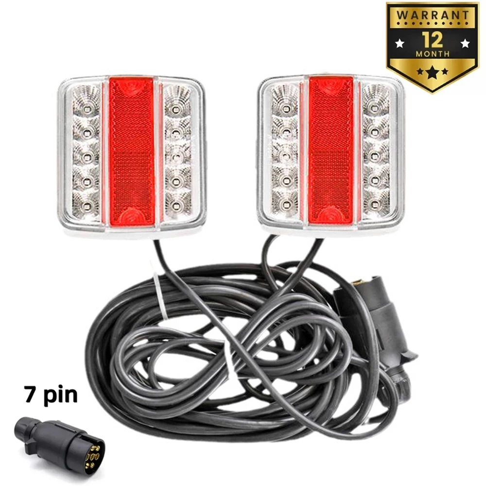 

1 Set Rear Combination Towing Tail Light 12V 10m LED Trailer 7 Pin Brake Stop Lamp License Number Plate Reflector Waterproof