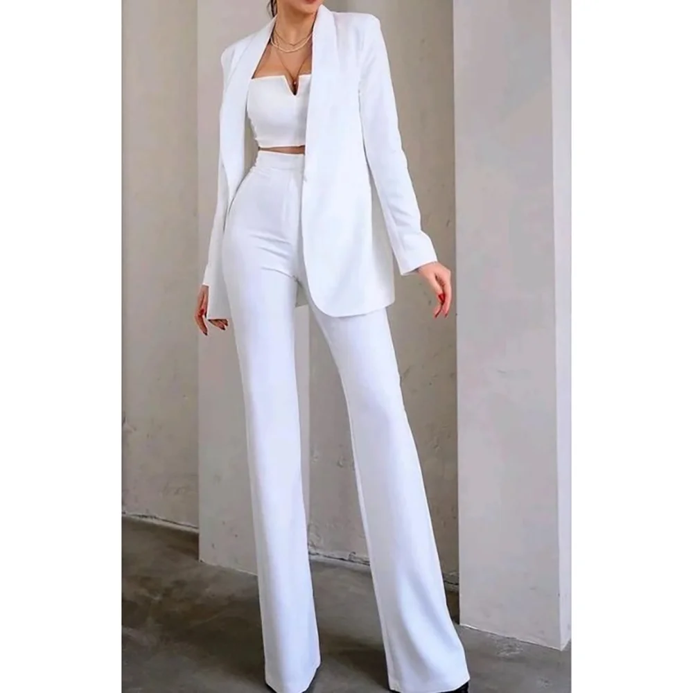 2025 Spring Summer Pants Sets Vintage Chic Office Lady Solid Women Suit 2 Pieces Stylish For Urban Fashion And Formal Occasions