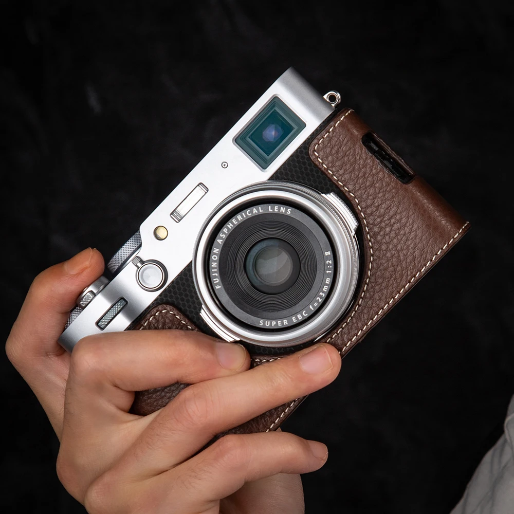 

Retro Style Camera Half Leather Case X100VI Bag Protective Case for Fujifilm X100VI Case Genuine Leather X100VI Camera Bag