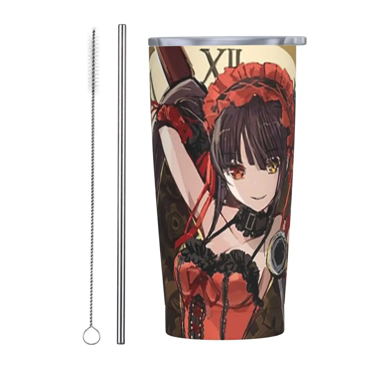 Tokisaki Kurumi Date A Live Game Stainless Steel Tumbler Vacuum Insulated Mug Thermal Cold Cups Straws With Lid 20oz