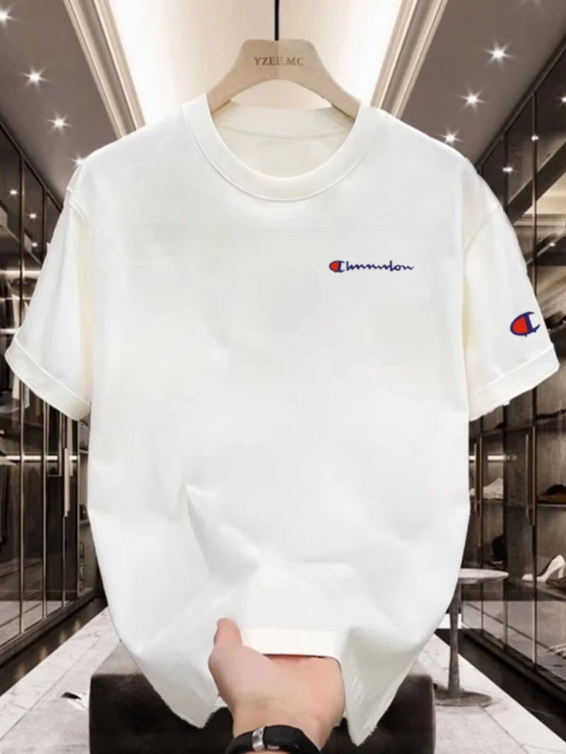 2026 summer new high neck pure cotton neutral casual versatile round neck short sleeved T-shirt all cotton light luxury