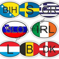 Oval Country Flag Sticker BIH CR SLO B IRL L DK S Country Code Flag Decor Vinyl Decal