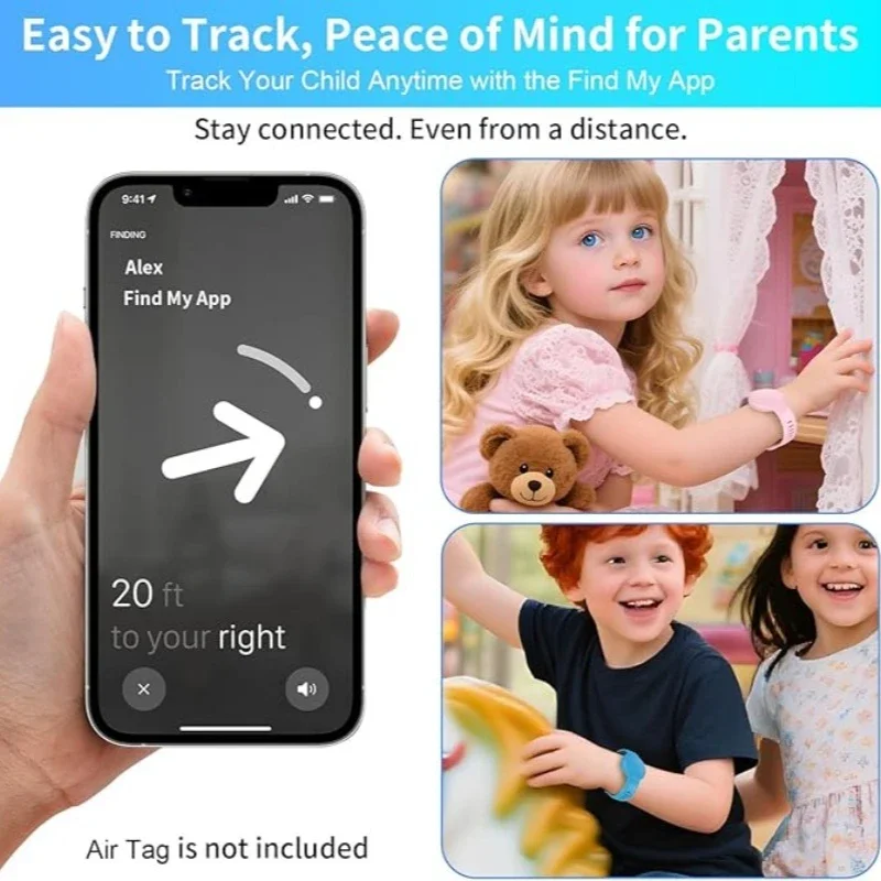 Siliconen waterdichte beschermhoes voor AirPods AirTag – polsbandje voor Apple Tracker, kinderen en volwassenen vriendelijk