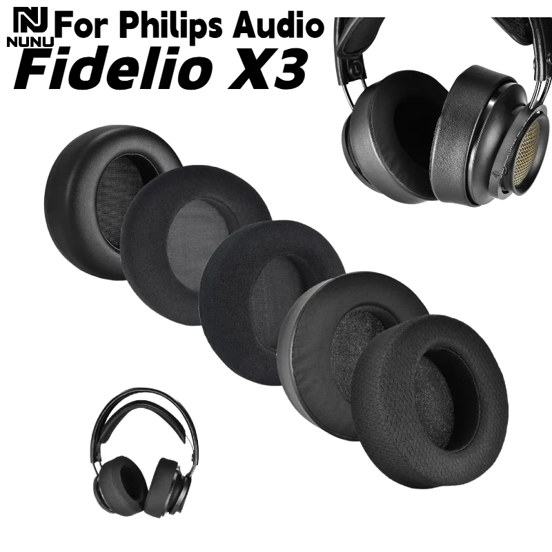 

NUNU Replacement Soft Memory Foam Mesh/Ice gel/Flannel Ear Pads With buckle For Philips Audio Fidelio X3 Headphones repair parts