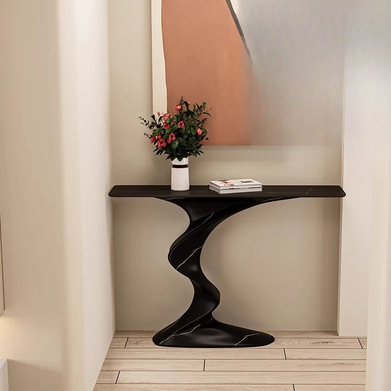 Light luxury home living room simple modern Chinese rock slab Italian super narrow entrance table super art