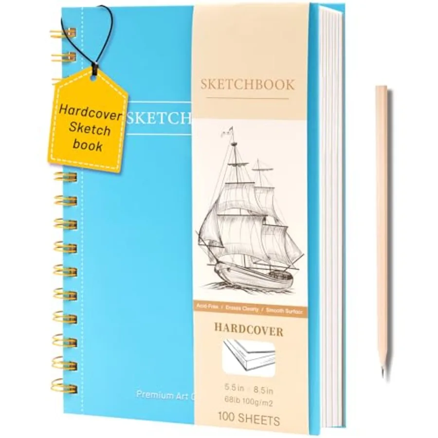 

Sketch Book Small Sketchbook for Drawing 100 Sheets Hardcover Spiral Sketch Pad for 68lb/100gsm Art Sketchbook Drawing Blank Pa